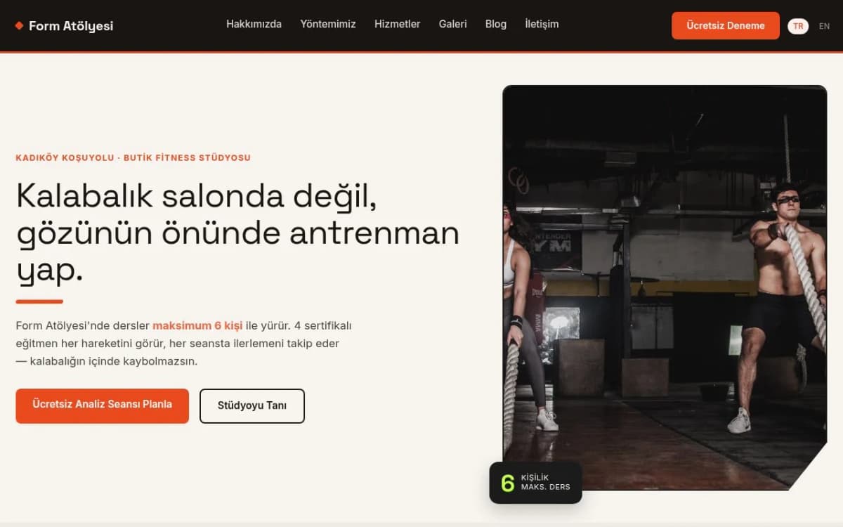 Form Atölyesi — Fitness sitesi (Oreras üretimi)