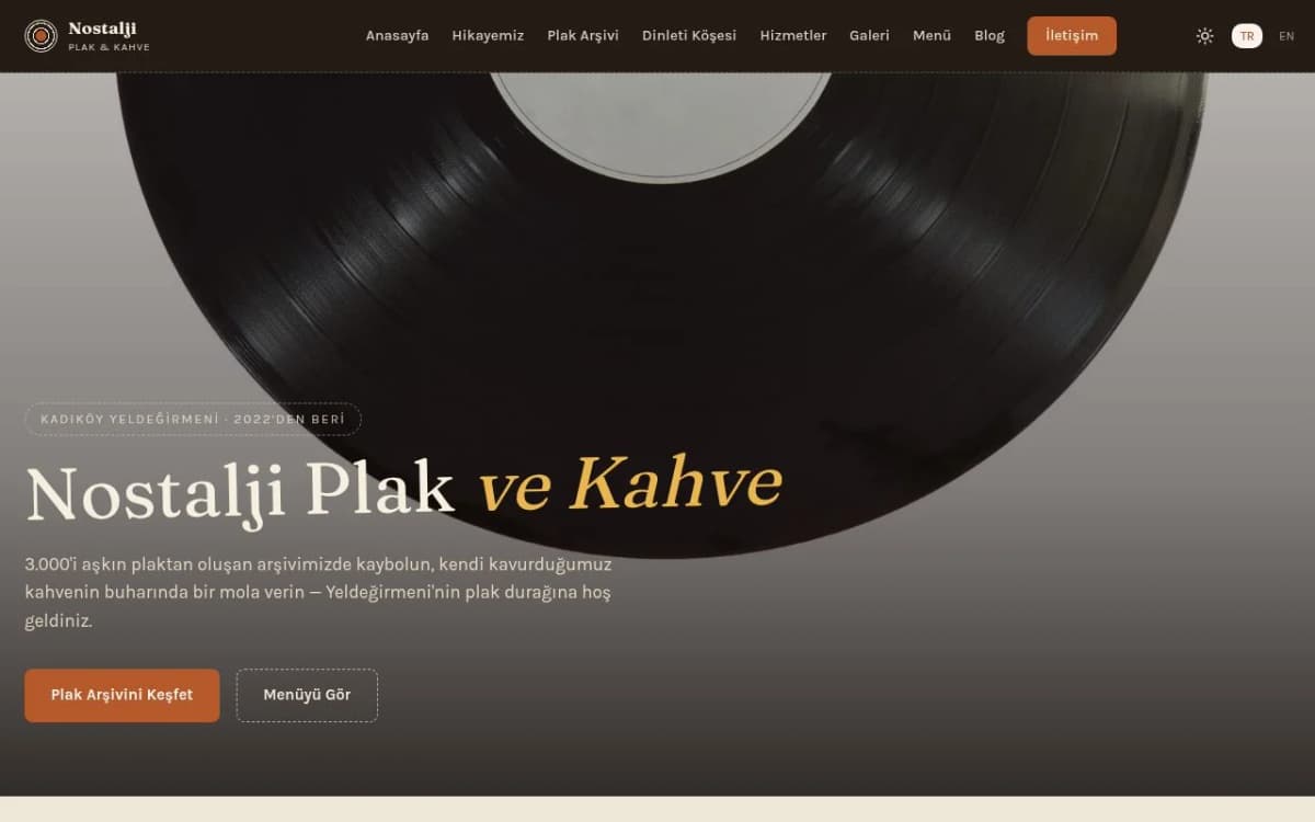 Nostalji Plak — Plak & Kahve sitesi (Oreras üretimi)